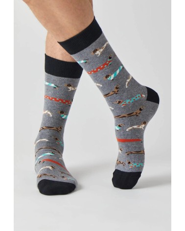 Chaussettes - BePets - Teckels - Gris Besocks jolies pour femme originales pour homme chausset rigolotes drole Suisse