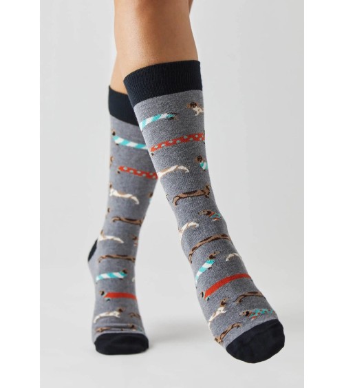 Chaussettes - BePets - Teckels - Gris Besocks jolies pour femme originales pour homme chausset rigolotes drole Suisse