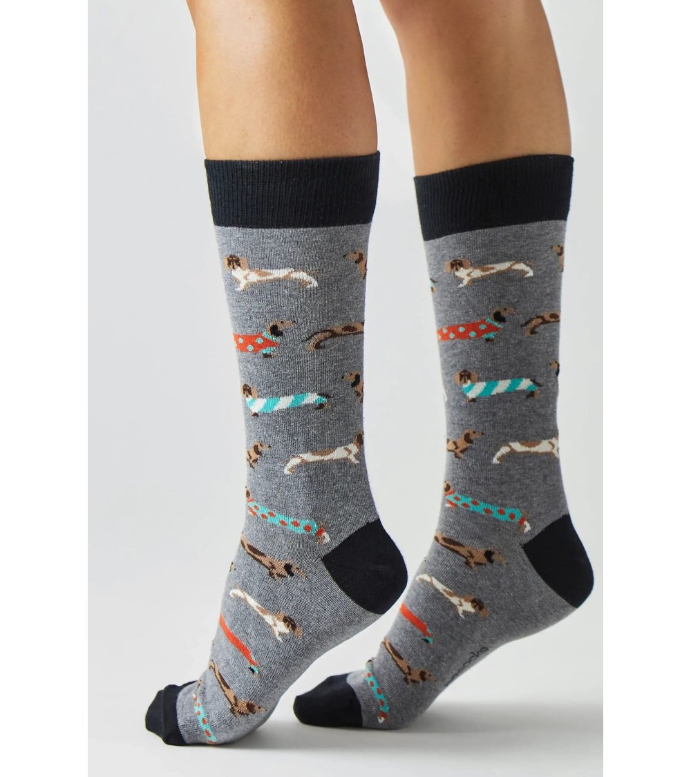 Chaussettes - BePets - Teckels - Gris Besocks jolies pour femme originales pour homme chausset rigolotes drole Suisse