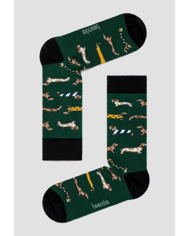 Socks - BePets - Dachshund - Green Besocks funny crazy cute cool best pop socks for women men
