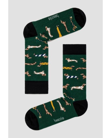 Chaussettes - BePets - Teckels - Vert Besocks jolies pour femme originales pour homme chausset rigolotes drole Suisse