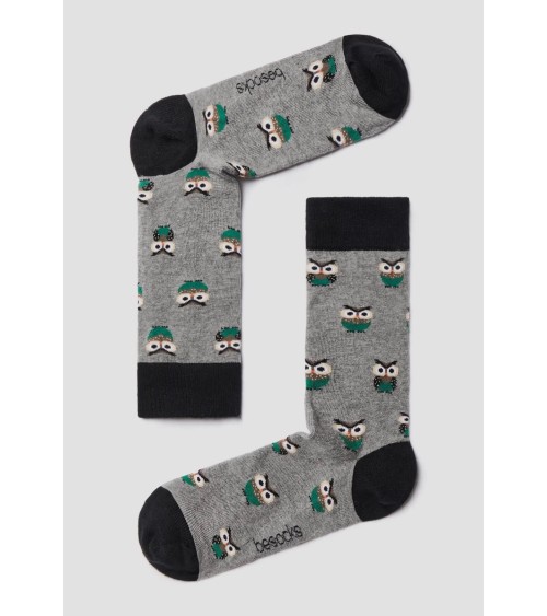 Socks BeOwl - Owl - Grey Besocks funny crazy cute cool best pop socks for women men