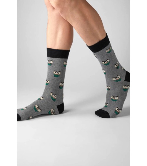 Socks BeOwl - Owl - Grey Besocks funny crazy cute cool best pop socks for women men