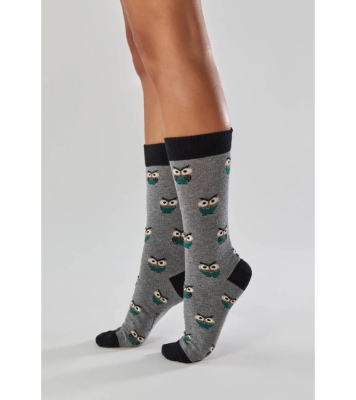 Chaussettes BeOwl - Hibou - Gris Besocks jolies pour femme originales pour homme chausset rigolotes drole Suisse