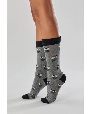 Chaussettes BeOwl - Hibou - Gris Besocks jolies pour femme originales pour homme chausset rigolotes drole Suisse