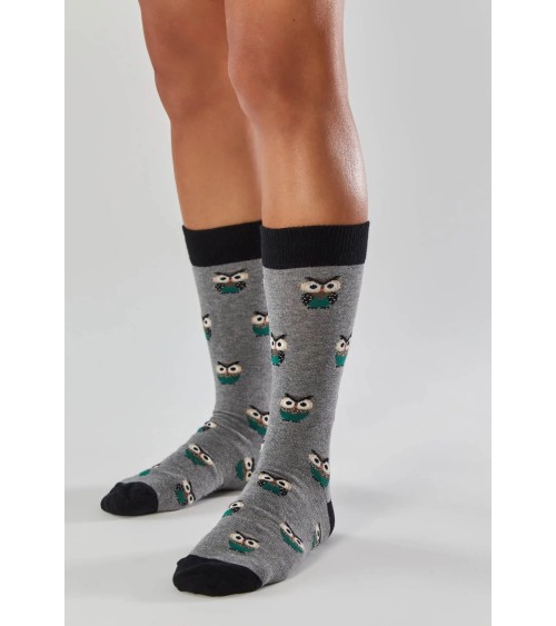 Socks BeOwl - Owl - Grey Besocks funny crazy cute cool best pop socks for women men