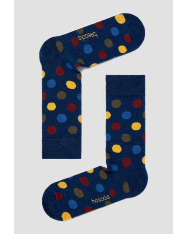 Calzini BePolkadots - Blu navy Besocks calze da uomo per donna divertenti simpatici particolari