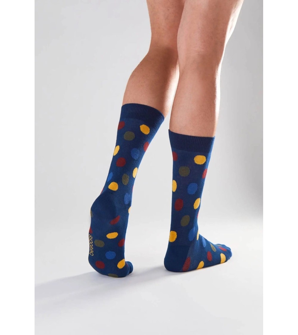Chaussettes BePolkadots - Bleu Marine Besocks jolies pour femme originales pour homme chausset rigolotes drole Suisse