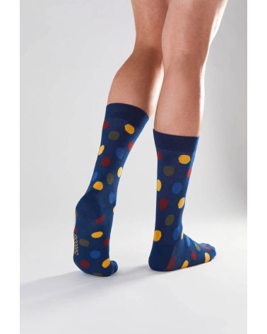 Calzini BePolkadots - Blu navy Besocks calze da uomo per donna divertenti simpatici particolari