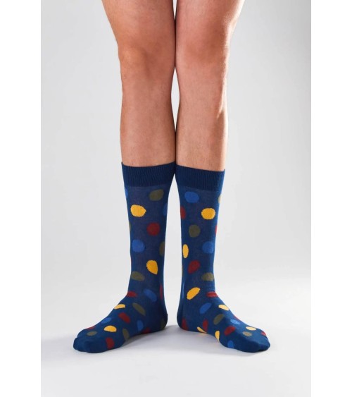 Calzini BePolkadots - Blu navy Besocks calze da uomo per donna divertenti simpatici particolari