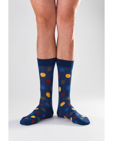 Calzini BePolkadots - Blu navy Besocks calze da uomo per donna divertenti simpatici particolari