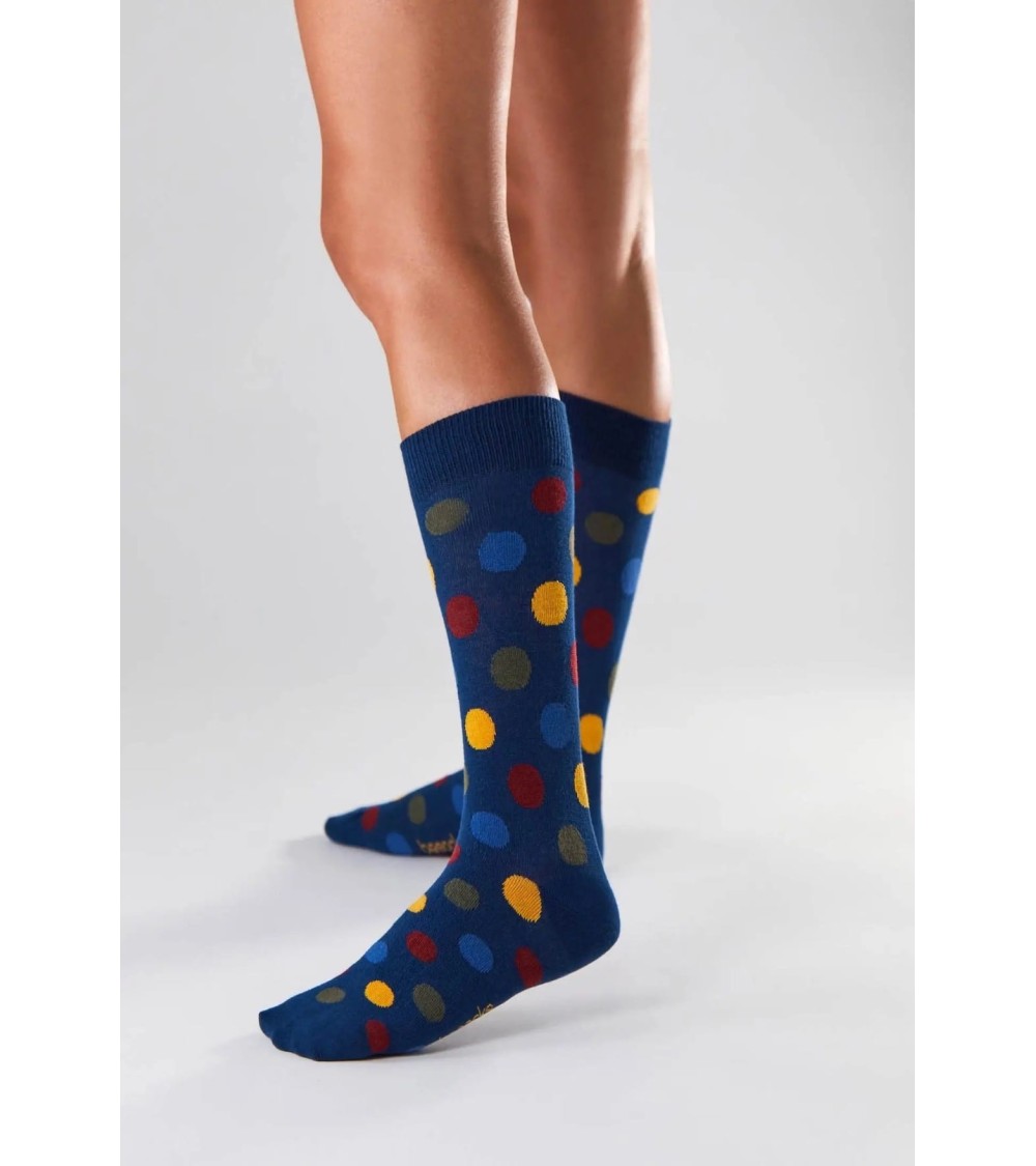 Chaussettes BePolkadots - Bleu Marine Besocks jolies pour femme originales pour homme chausset rigolotes drole Suisse