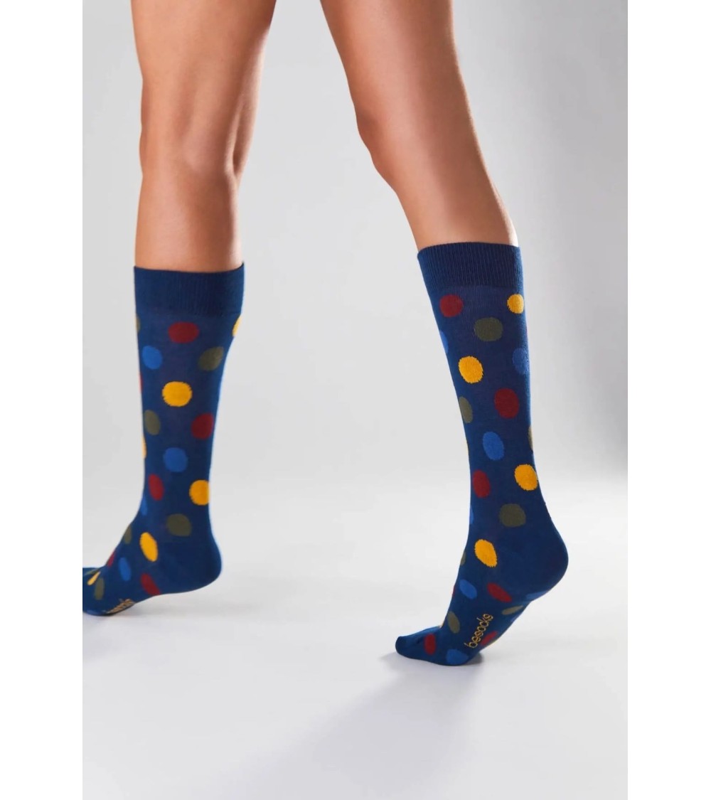 Chaussettes BePolkadots - Bleu Marine Besocks jolies pour femme originales pour homme chausset rigolotes drole Suisse