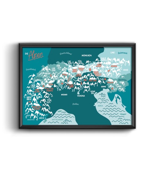 Art Print - Alps map Roadtyping office poster art prints poster shop stores wallart art poster designer