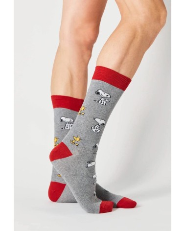 Socken - Be Snoopy - Grey Besocks Socke lustige Damen Herren farbige coole socken mit motiv kaufen