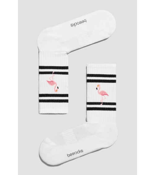 Chaussettes blanches - Be Flamingo Besocks jolies pour femme originales pour homme chausset rigolotes drole Suisse