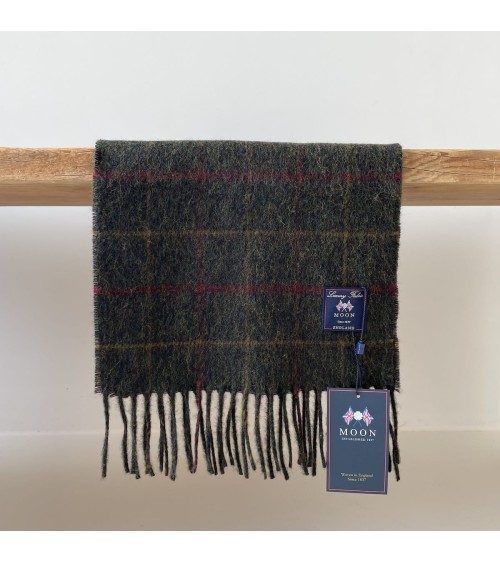 Wool and cashmere scarf - WINDOWPANE Green Bronte by Moon Scarves design switzerland original