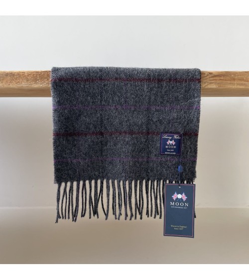 Sciarpa in lana e cashmere - WINDOWPANE Charcoal Bronte by Moon Sciarpe design svizzera originale