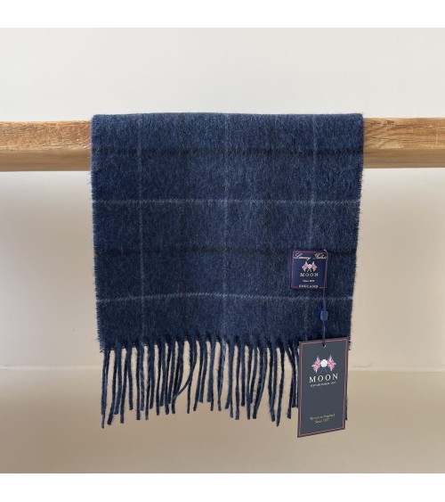 Wool and cashmere scarf - WINDOWPANE Navy Bronte by Moon Scarves design switzerland original
