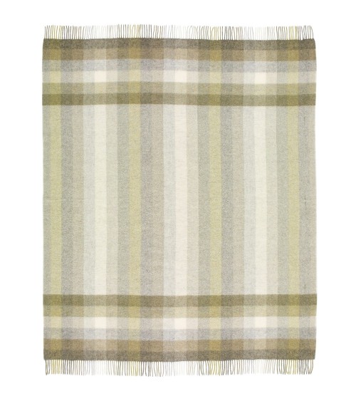 Plaid WOODALE Olive - Couverture canapé en laine Bronte by Moon anglaise plaid tartan ecossais 100 laine highland