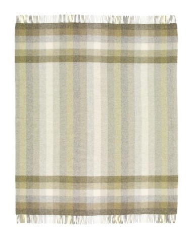 Plaid WOODALE Olive - Couverture canapé en laine Bronte by Moon anglaise plaid tartan ecossais 100 laine highland