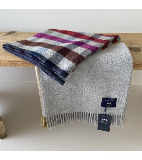 HENLEY Grey / Multi - Merino wool blanket Bronte by Moon Throw and Blanket design switzerland original