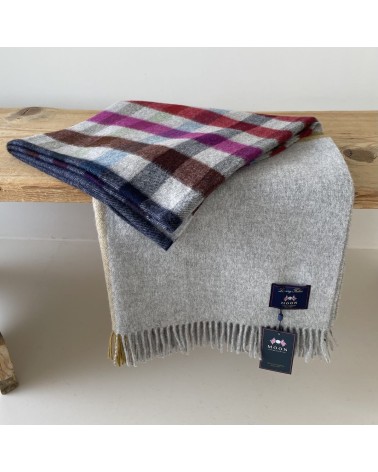 HENLEY Grey / Multi - Merino wool blanket Bronte by Moon best for sofa throw warm cozy soft