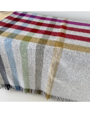 HENLEY Grey / Multi - Merino wool blanket Bronte by Moon best for sofa throw warm cozy soft