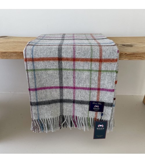 Variable WINDOWPANE Grey / Multi - Merino wool blanket Bronte by Moon warm cozy soft sofa throw blanket picnic throws and bla...