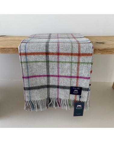 Variable WINDOWPANE Grey / Multi - Merino wool blanket Bronte by Moon warm cozy soft sofa throw blanket picnic throws and bla...