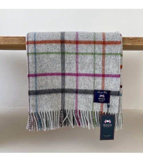 Variable WINDOWPANE Grey / Multi - Merino wool blanket Bronte by Moon warm cozy soft sofa throw blanket picnic throws and bla...