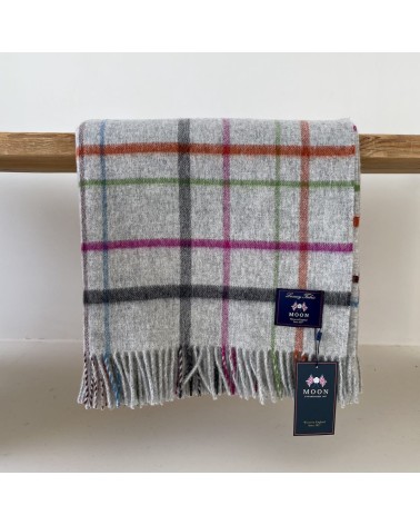 Variable WINDOWPANE Grey / Multi - Coperta di lana merino Bronte by Moon plaid per divano in lana coperta morbida letto matri...
