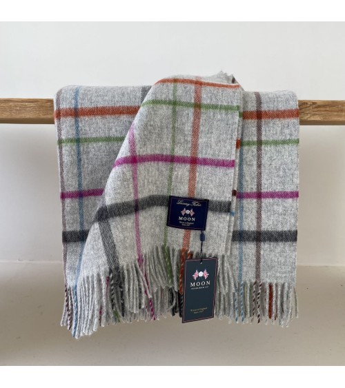 Variable WINDOWPANE Grey / Multi - Merino wool blanket Bronte by Moon warm cozy soft sofa throw blanket picnic throws and bla...