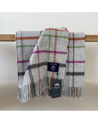 Variable WINDOWPANE Grey / Multi - Merino wool blanket Bronte by Moon warm cozy soft sofa throw blanket picnic throws and bla...
