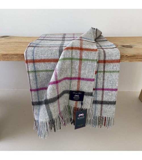 Variable WINDOWPANE Grey / Multi - Merino wool blanket Bronte by Moon warm cozy soft sofa throw blanket picnic throws and bla...