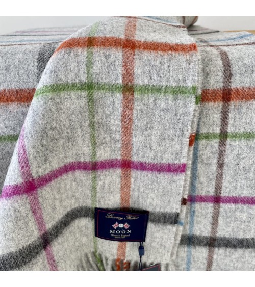 Variable WINDOWPANE Grey / Multi - Coperta di lana merino Bronte by Moon di qualità per divano coperte plaid