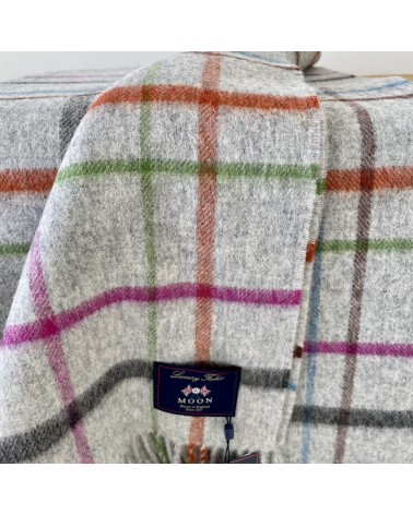Variable WINDOWPANE Grey / Multi - Merino wool blanket Bronte by Moon warm cozy soft sofa throw blanket picnic throws and bla...