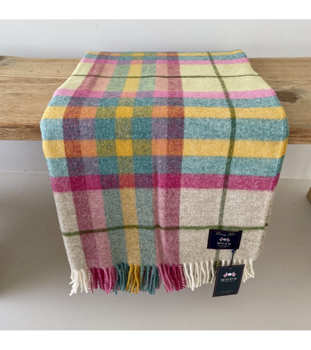 FALMOUTH Ivory / Pink - Pure new wool blanket Bronte by Moon warm cozy soft sofa throw blanket picnic throws and blankets