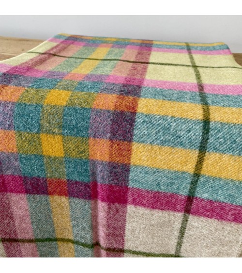 FALMOUTH Avorio / Rosa - Coperta di pura lana vergine Bronte by Moon plaid per divano in lana coperta morbida letto matrimoni...