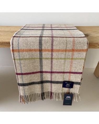 Variable WINDOWPANE Beige / Multi - Merino wool blanket Bronte by Moon warm cozy soft sofa throw blanket picnic throws and bl...