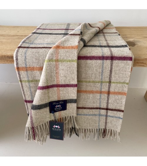 Variable WINDOWPANE Beige / Multi - Merino wool blanket Bronte by Moon warm cozy soft sofa throw blanket picnic throws and bl...