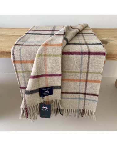 Variable WINDOWPANE Beige / Multi - Merino wool blanket Bronte by Moon warm cozy soft sofa throw blanket picnic throws and bl...