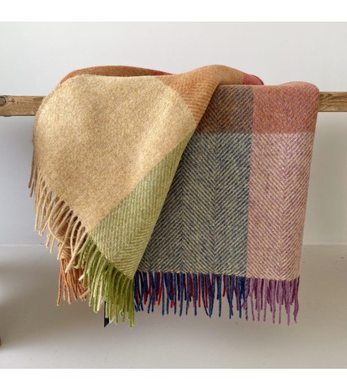 HARLAND Sunset - Pure new wool blanket Bronte by Moon best for sofa throw warm cozy soft