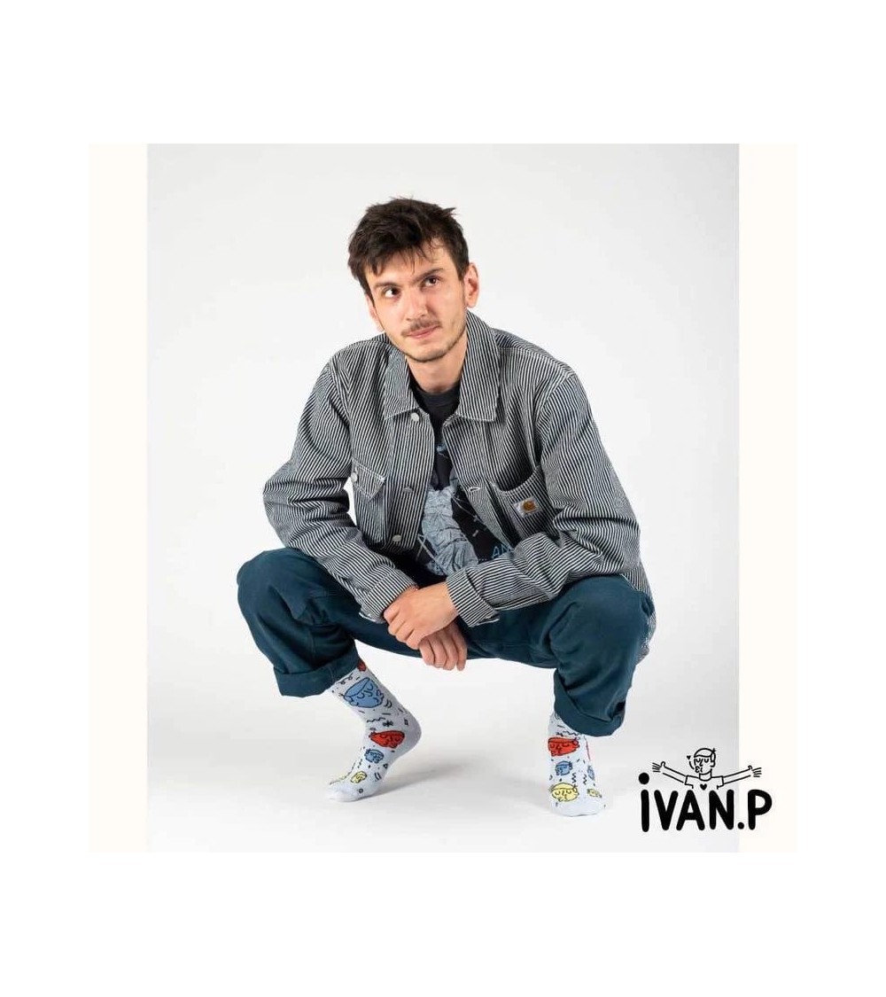 Chaussettes - Ivan Peev - Heads of Travis Label Chaussette jolies pour femme originales pour homme chausset rigolotes drole S...