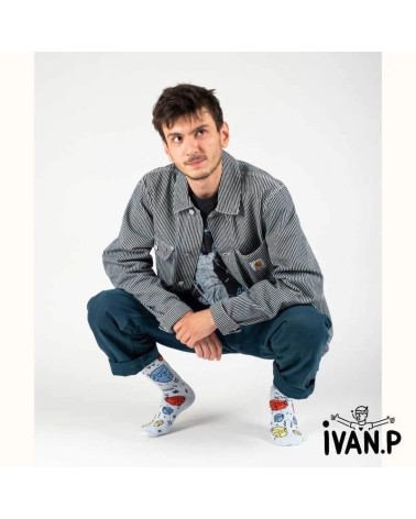 Calzini - Ivan Peev - Heads of Travis Label Chaussette calze da uomo per donna divertenti simpatici particolari