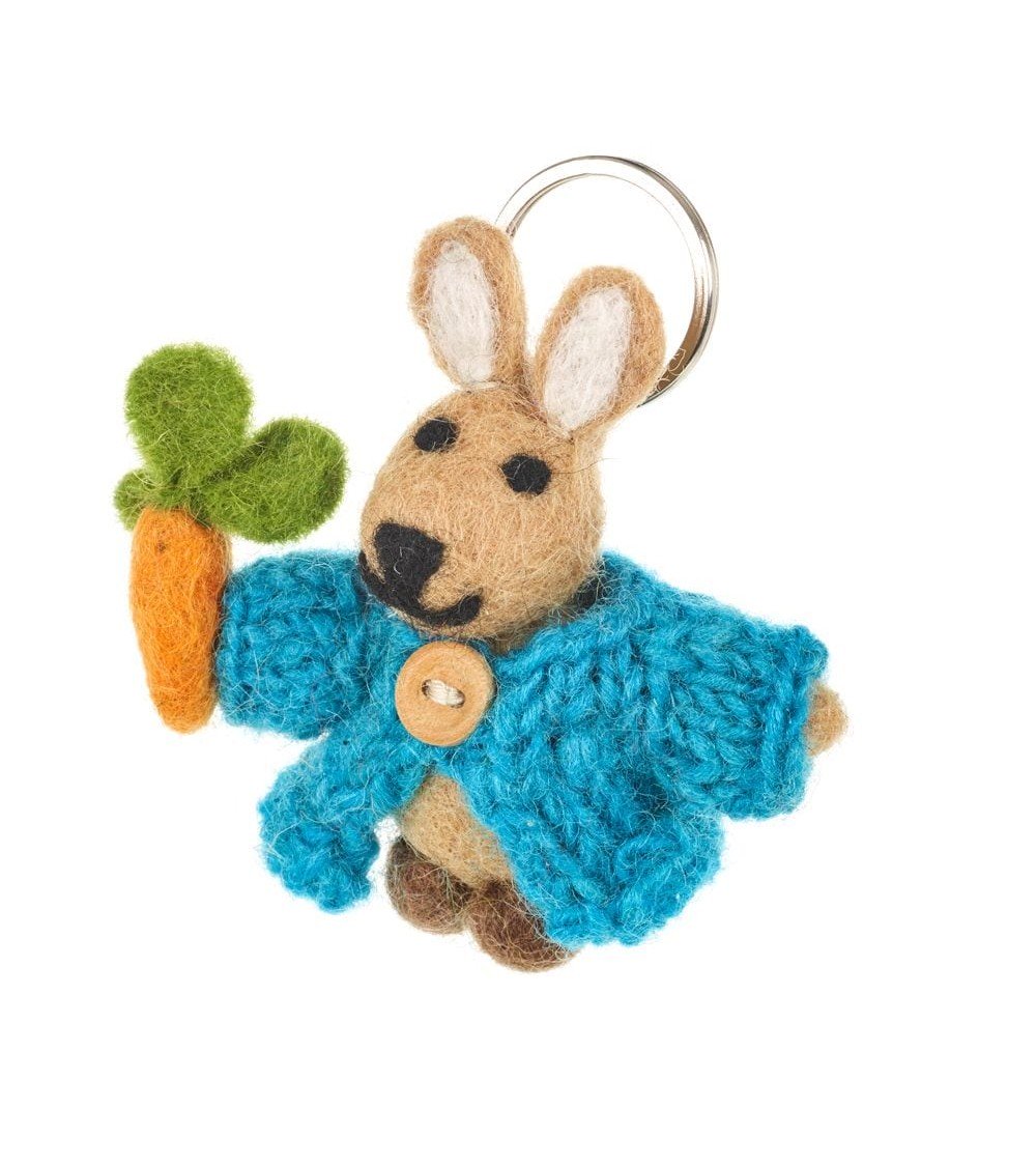 Lapin en cardigan - Porte clés original Felt so good idée cadeau original suisse