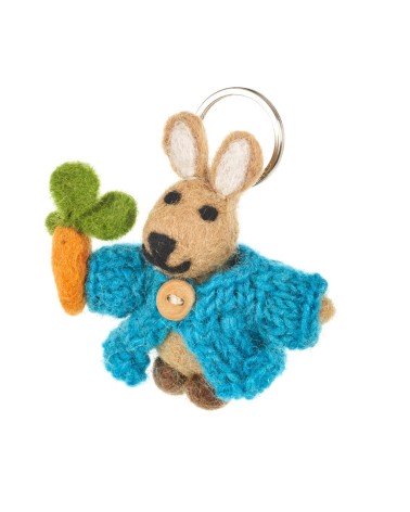 Lapin en cardigan - Porte clés original Felt so good idée cadeau original suisse