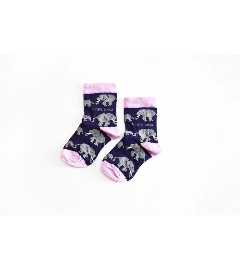 Sauvez les éléphants - Chaussettes enfant en bambou Bare Kind jolies pour femme originales pour homme chausset rigolotes drol...