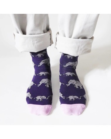 Rettet die Elefanten - Bambus Socken Bare Kind Socke lustige Damen Herren farbige coole socken mit motiv kaufen