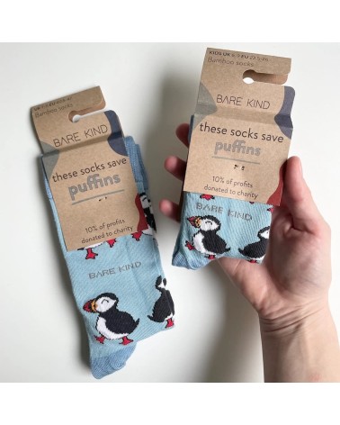 Save the Puffins - Bamboo Kids Socks Bare Kind funny crazy cute cool best pop socks for women men
